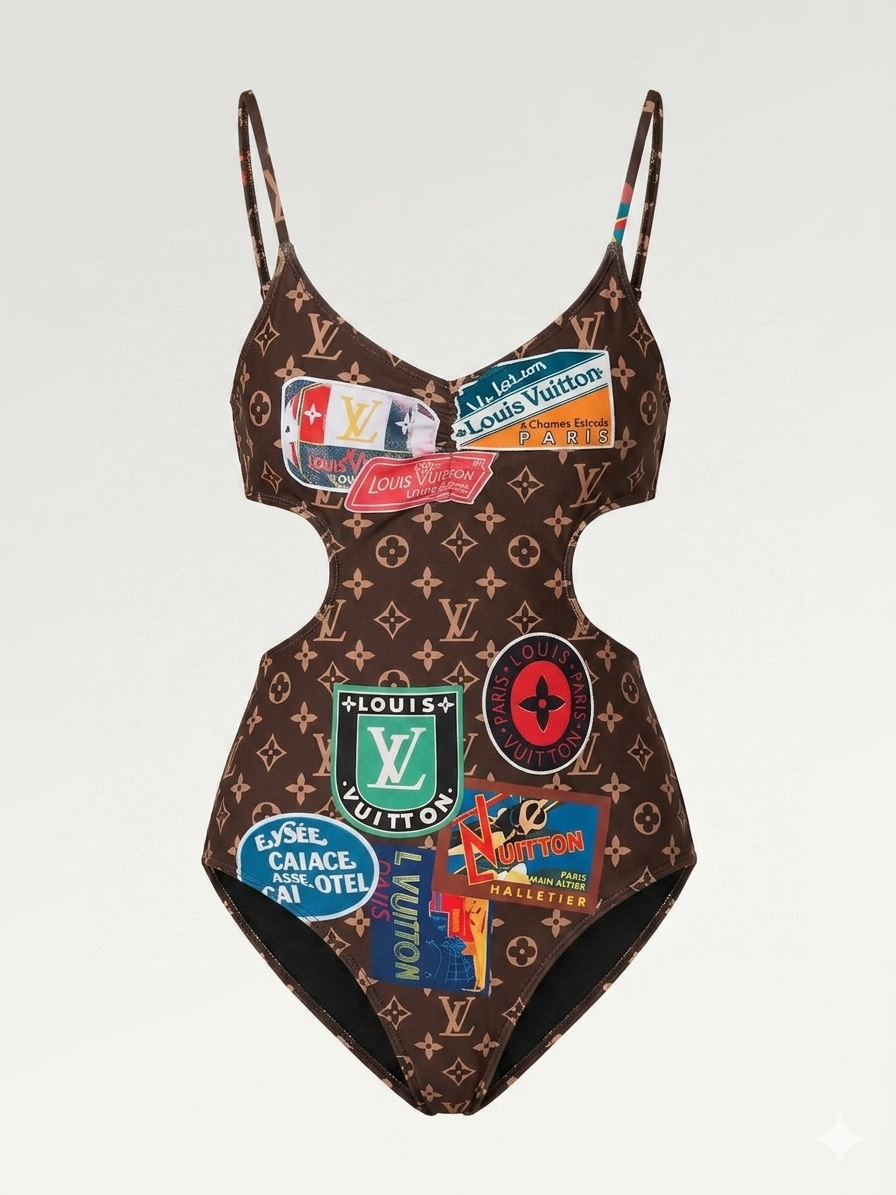 Profilbild Badundanzug Monogram Patchwork Print Braun