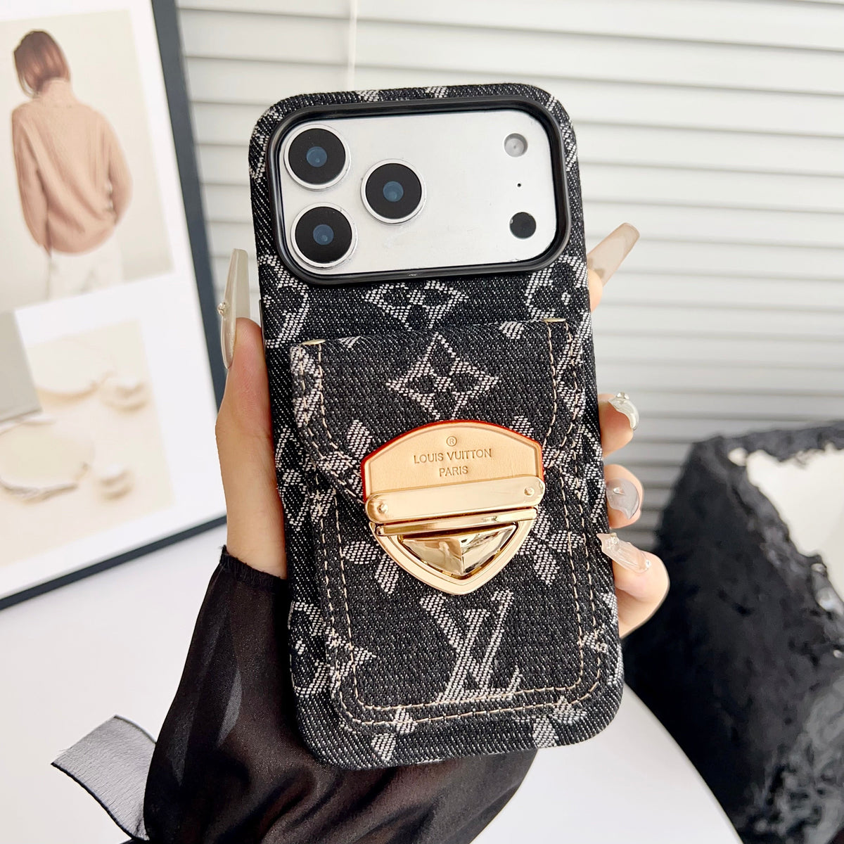 Luxus Crossbody-Handyhülle mit Kartenfach & abnehmbarem Gurt – Ansicht 44