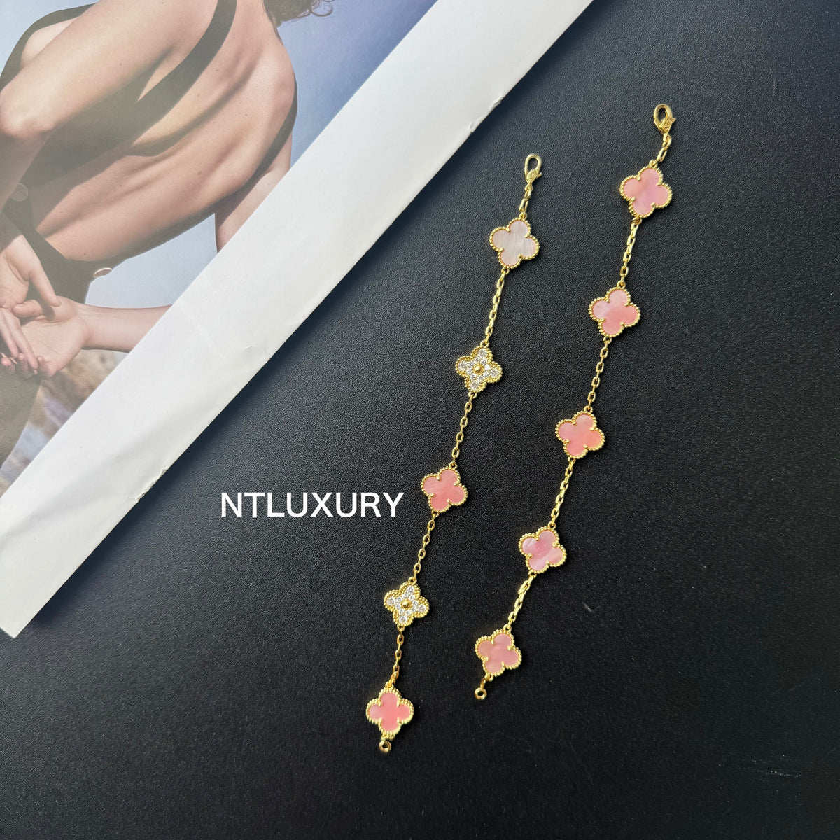 Shell Girl & Shining Leaves Armband (Pink)