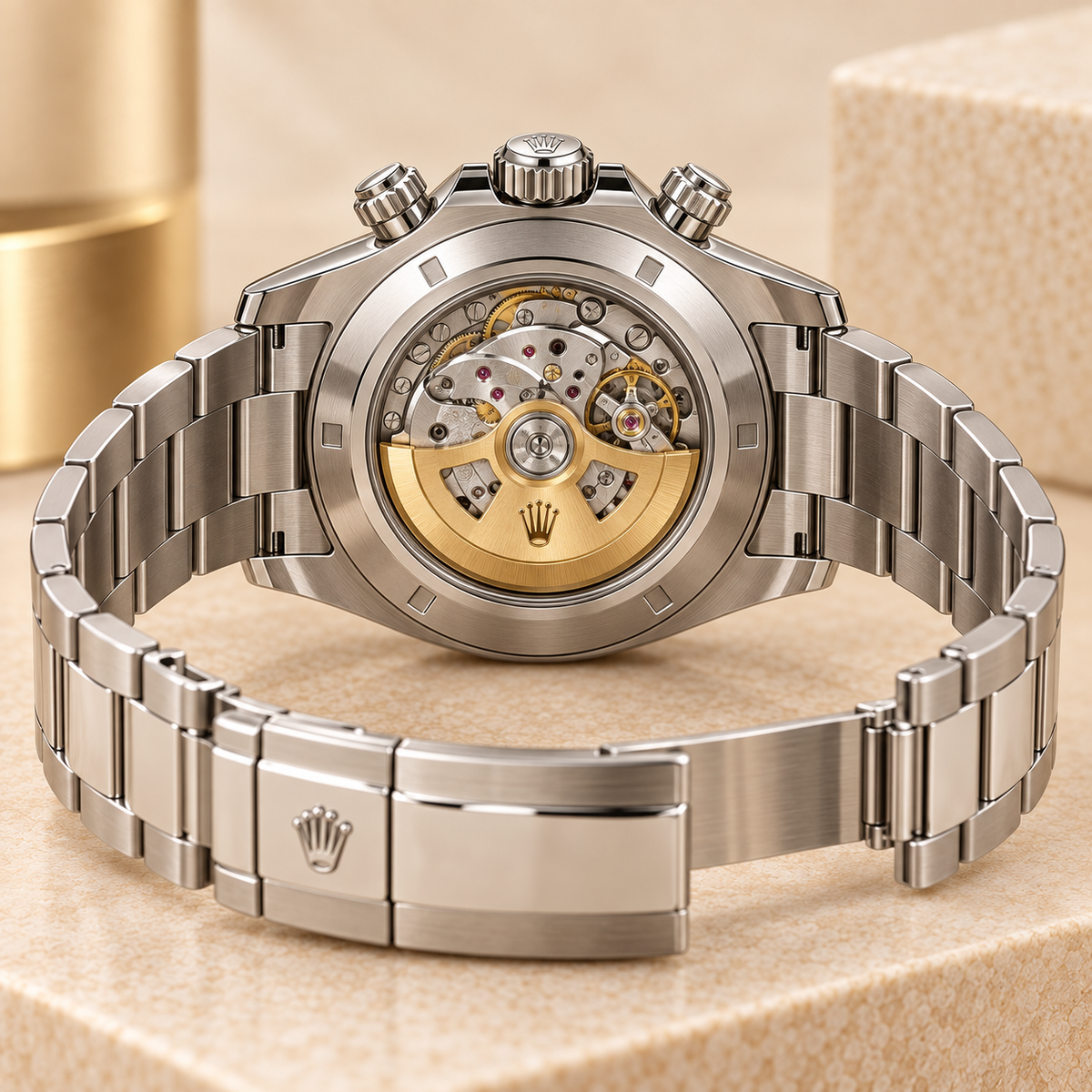Celestbrun Herren-Chronograph – transparenter Gehäuseboden
