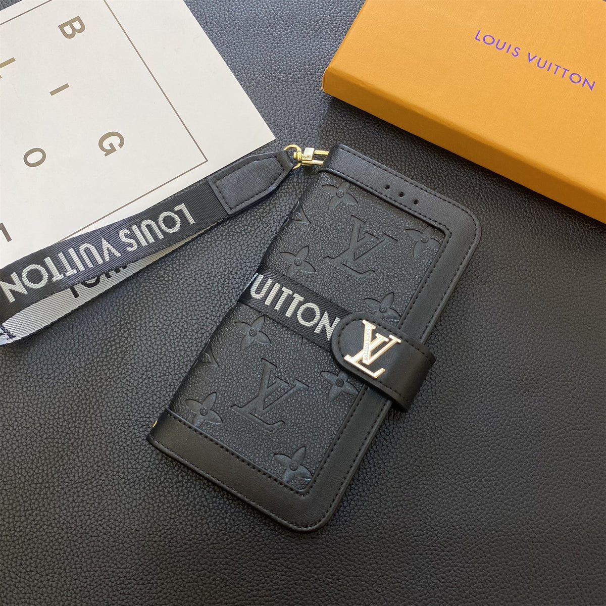 Monogramm-Wallet-Handyhülle mit Kartenhalter für Samsung Galaxy – Originalansicht 12