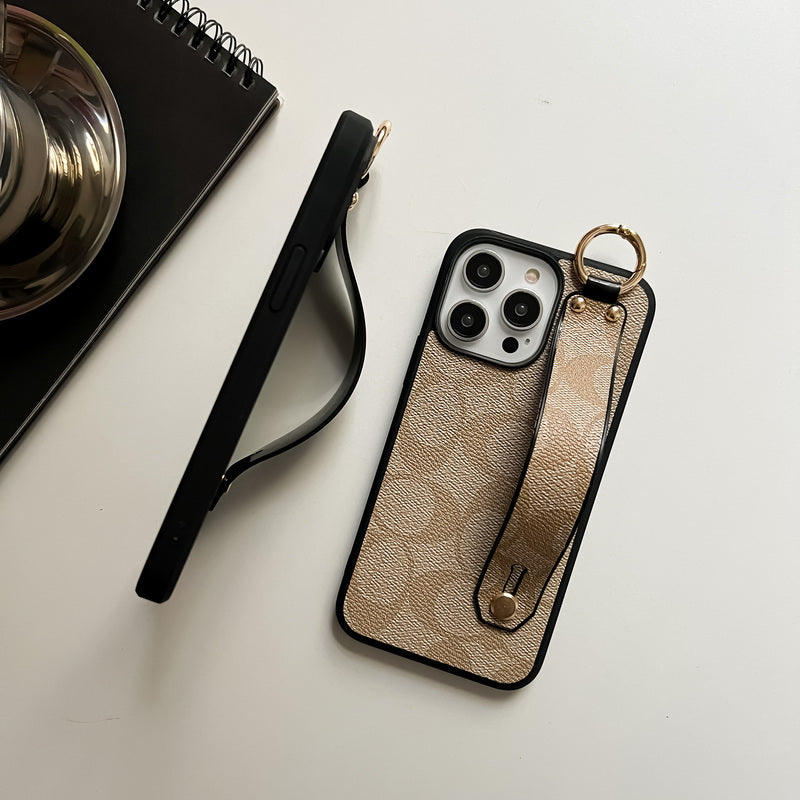 Kaffeebraune iPhone-Hülle mit praktischem Halter – Originalansicht 12