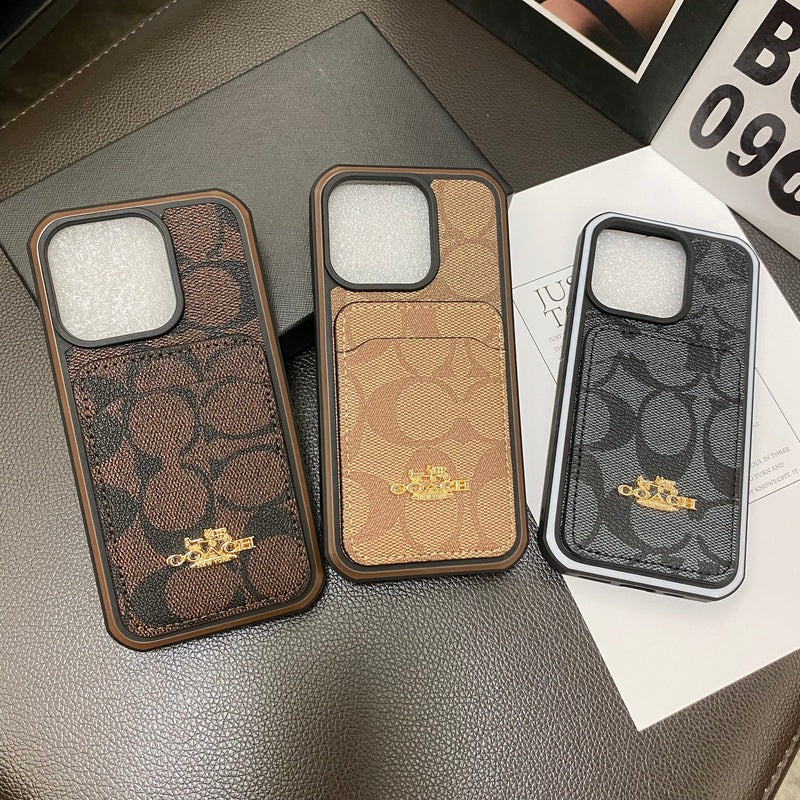 Kaffeebraune iPhone-Hülle mit rückseitigem Kartenhalter – Originalansicht 14