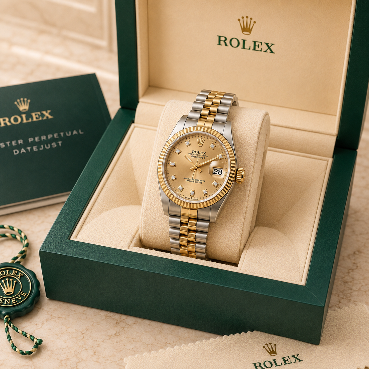 Lady-Classic 26 Bicolor Champagne Diamond in groene presentatiebox