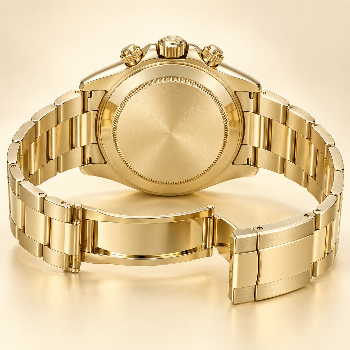 Noirado Herren-Chronograph – geschlossener Gehäuseboden und geöffnetes Gliederarmband