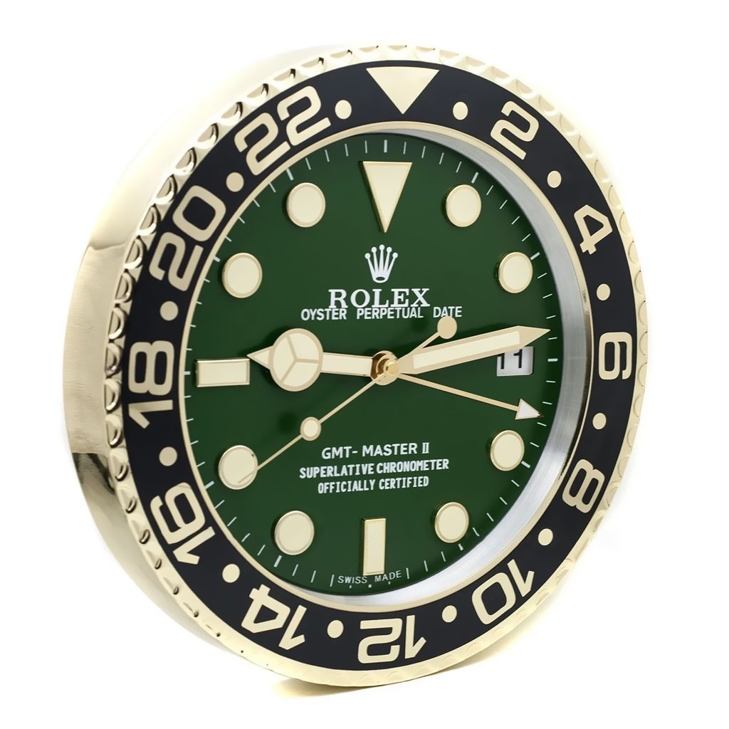GMT-Master Wanduhr – Gold & Grün Vintage – weitere Ansicht
