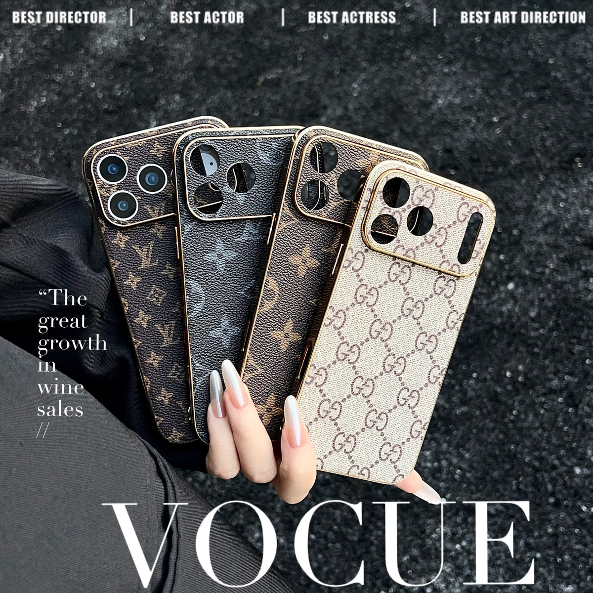 The Gold Edit - Luxuriös Monogram Leder iPhone Hülle
