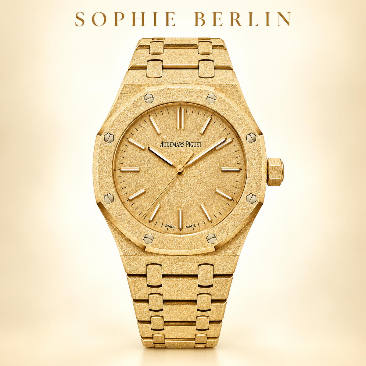 Octavia Armbanduhr – Goldfarben mit feiner Struktur – Detailansicht