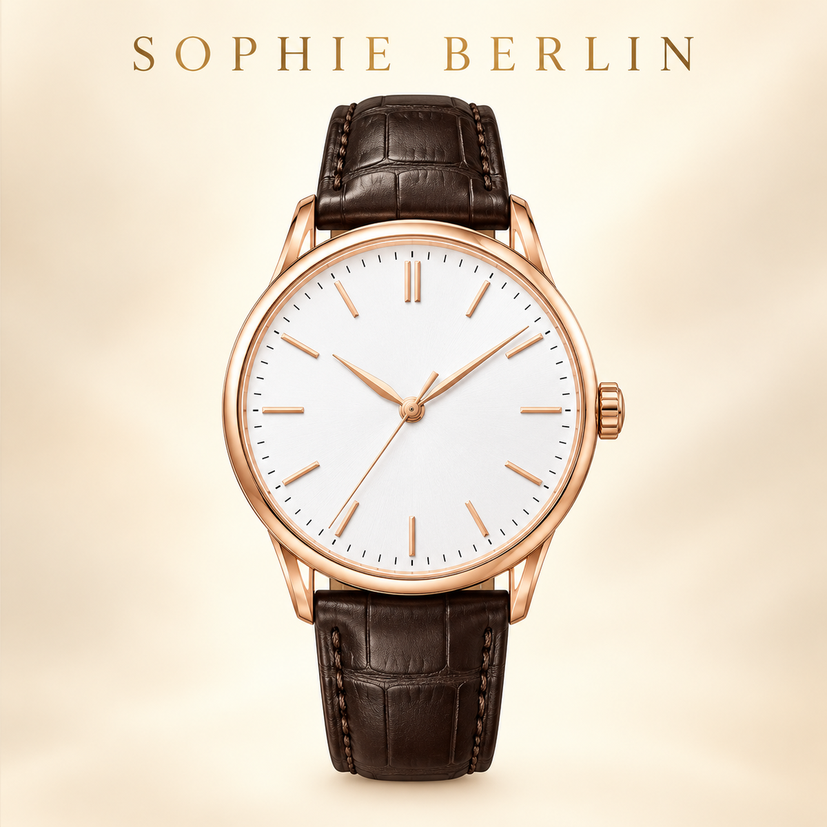 Serena Armbanduhr – Roségoldfarben & Weiß – Detailansicht