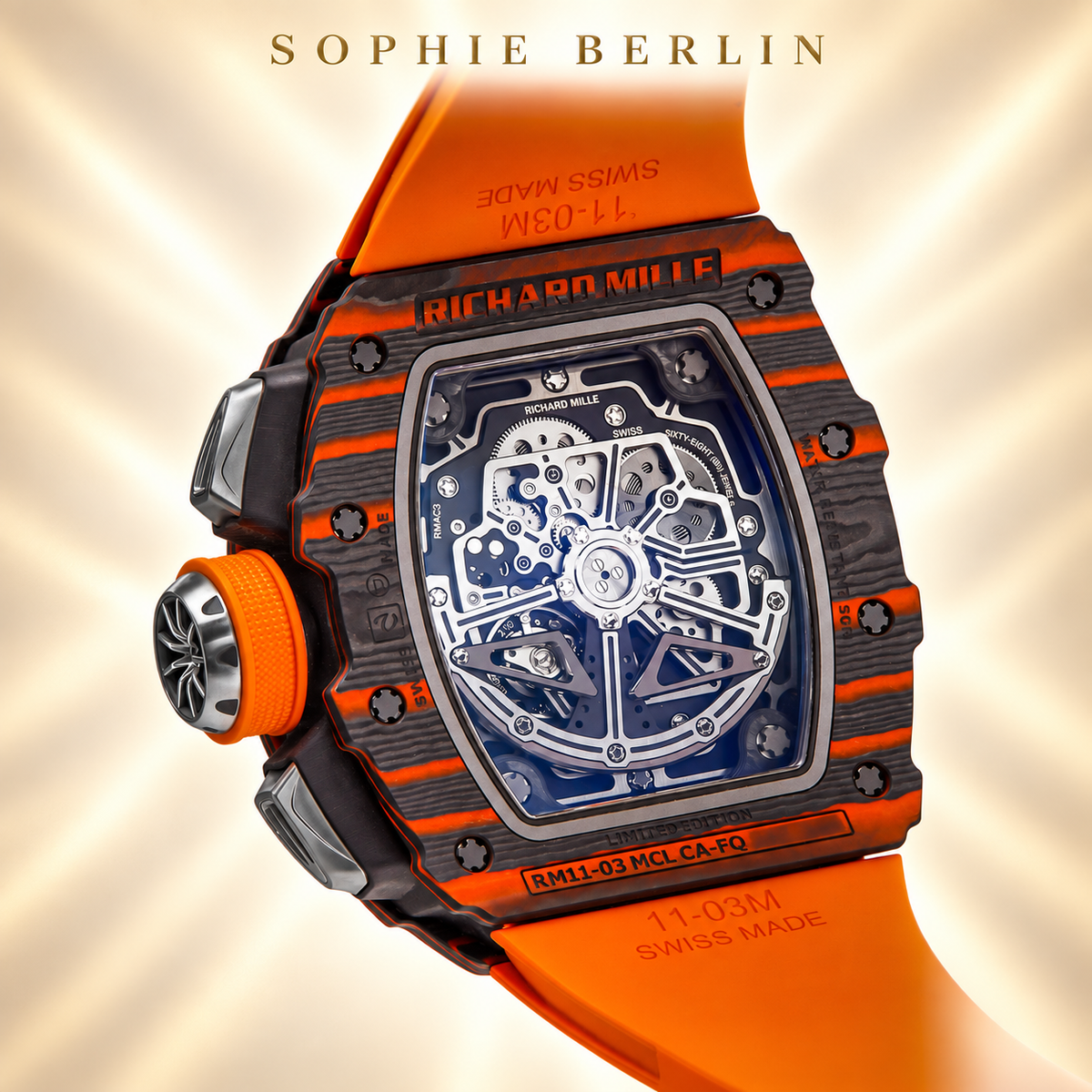 Veloce Sportuhr – Orange & Anthrazit – Detailansicht