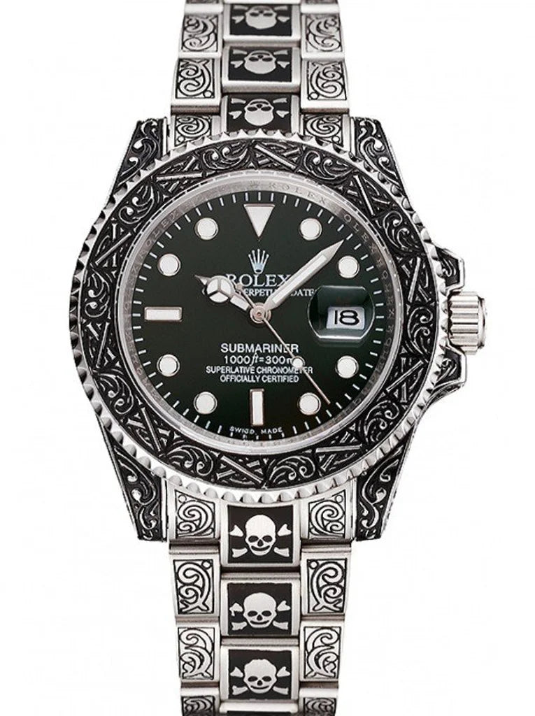 Marinus Schmuckstein-Uhr Silber-Grün – 41 mm – originale Detailansicht