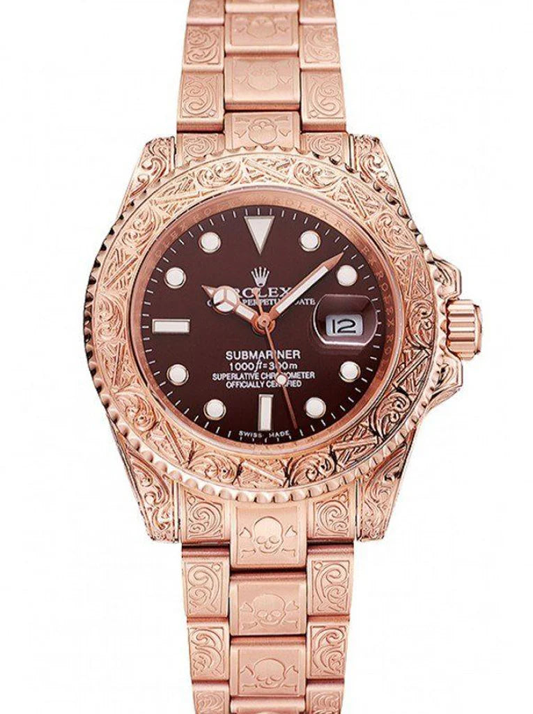 Marinus Schmuckstein-Uhr Roségold-Braun – 41 mm – originale Detailansicht