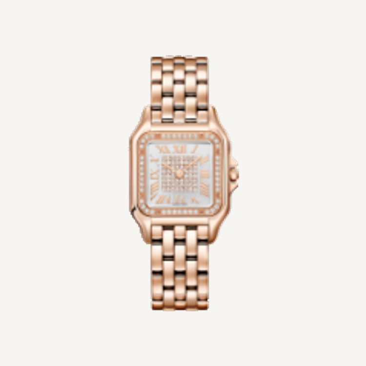 Roségoldfarbene Damenuhr mit funkelndem Zifferblatt – Modell SB27