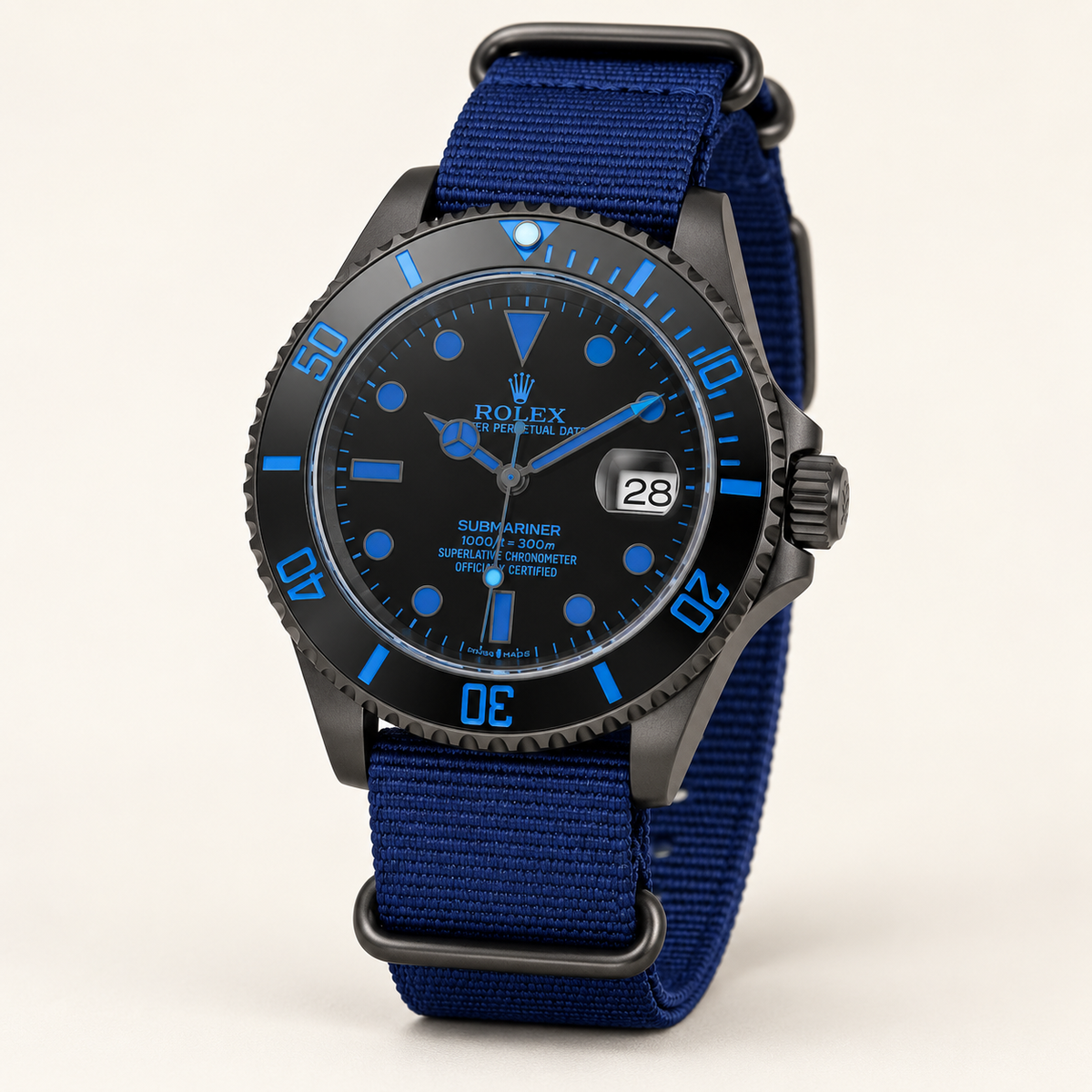 Marinus Sportuhr Schwarz-Blau – 40 mm – Detailansicht