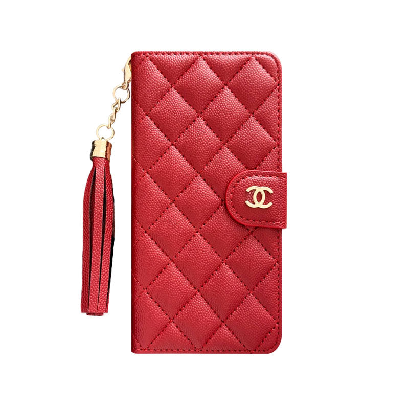 Gesteppte Luxus-Wallet-Hülle mit Quaste – Ansicht 17
