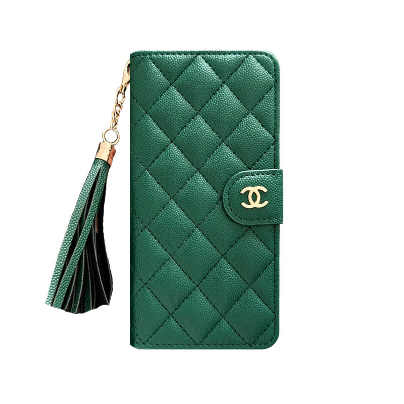 Gesteppte Luxus-Wallet-Hülle mit Quaste – Ansicht 18