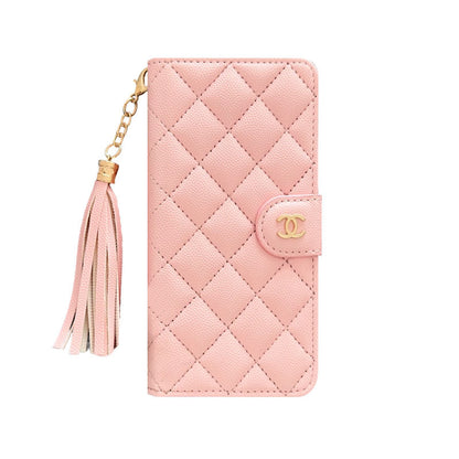 Gesteppte Luxus-Wallet-Hülle mit Quaste – Ansicht 19