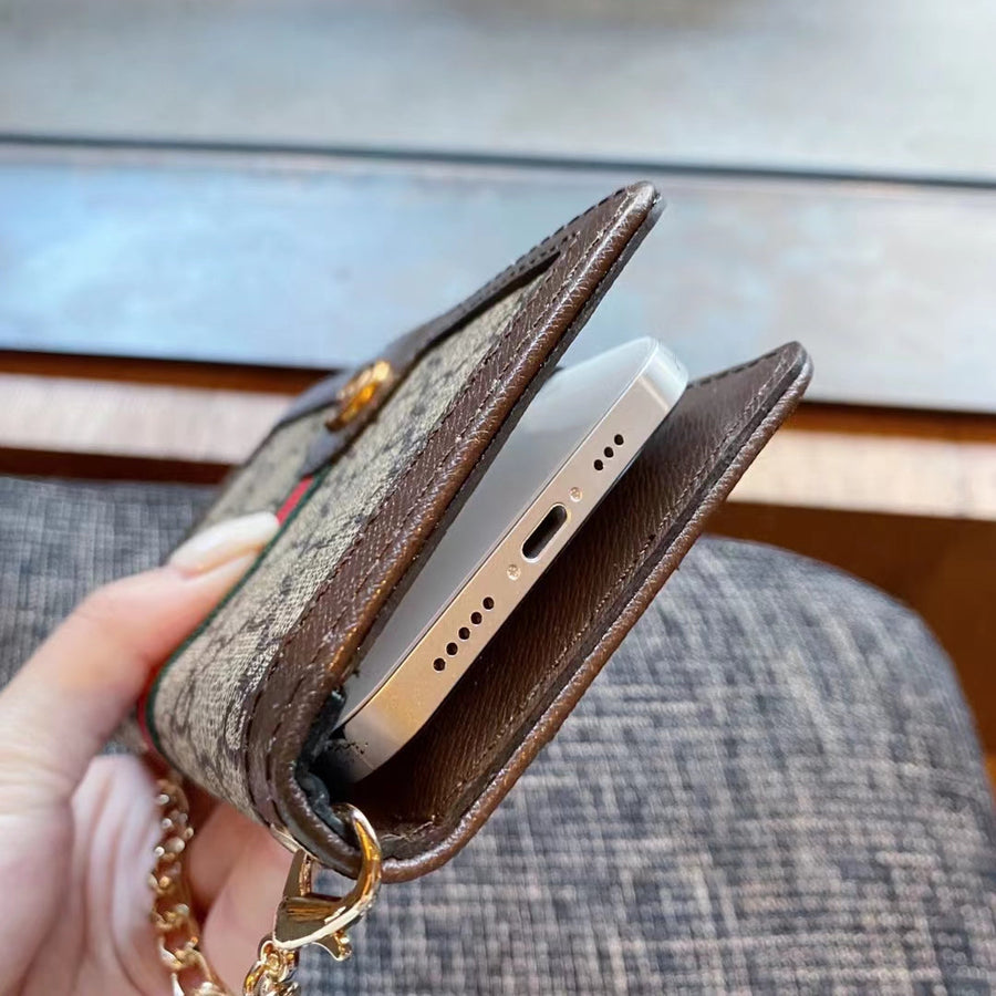 Handytasche mit Kartenhalter und Kette für Samsung – Originalansicht 6