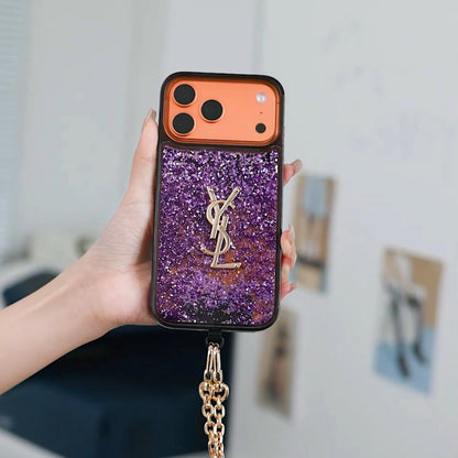 Glänzende Monogramm-Handyhülle mit Kette – Ansicht 7