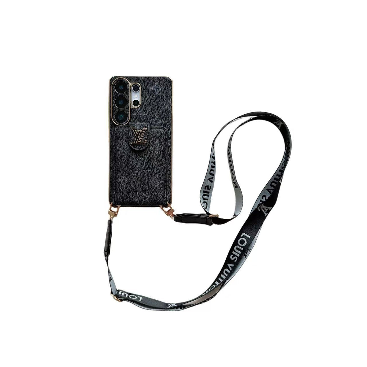 Monogramm-Crossbody-Handyhülle mit Kartenfach für Samsung – Originalansicht 2