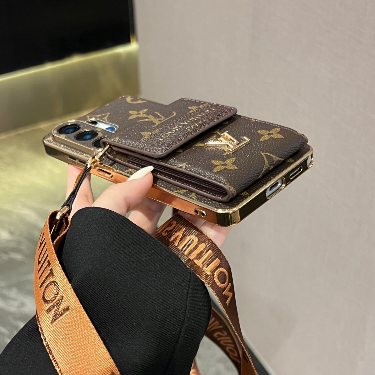Luxus-Handyhülle mit Kartenfach und Schulterriemen für Samsung – Originalansicht 7