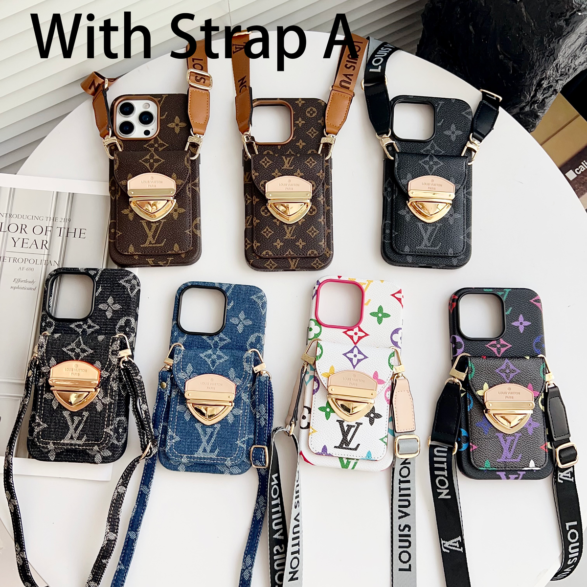 Luxus Crossbody-Handyhülle mit Kartenfach & abnehmbarem Gurt – Ansicht 3