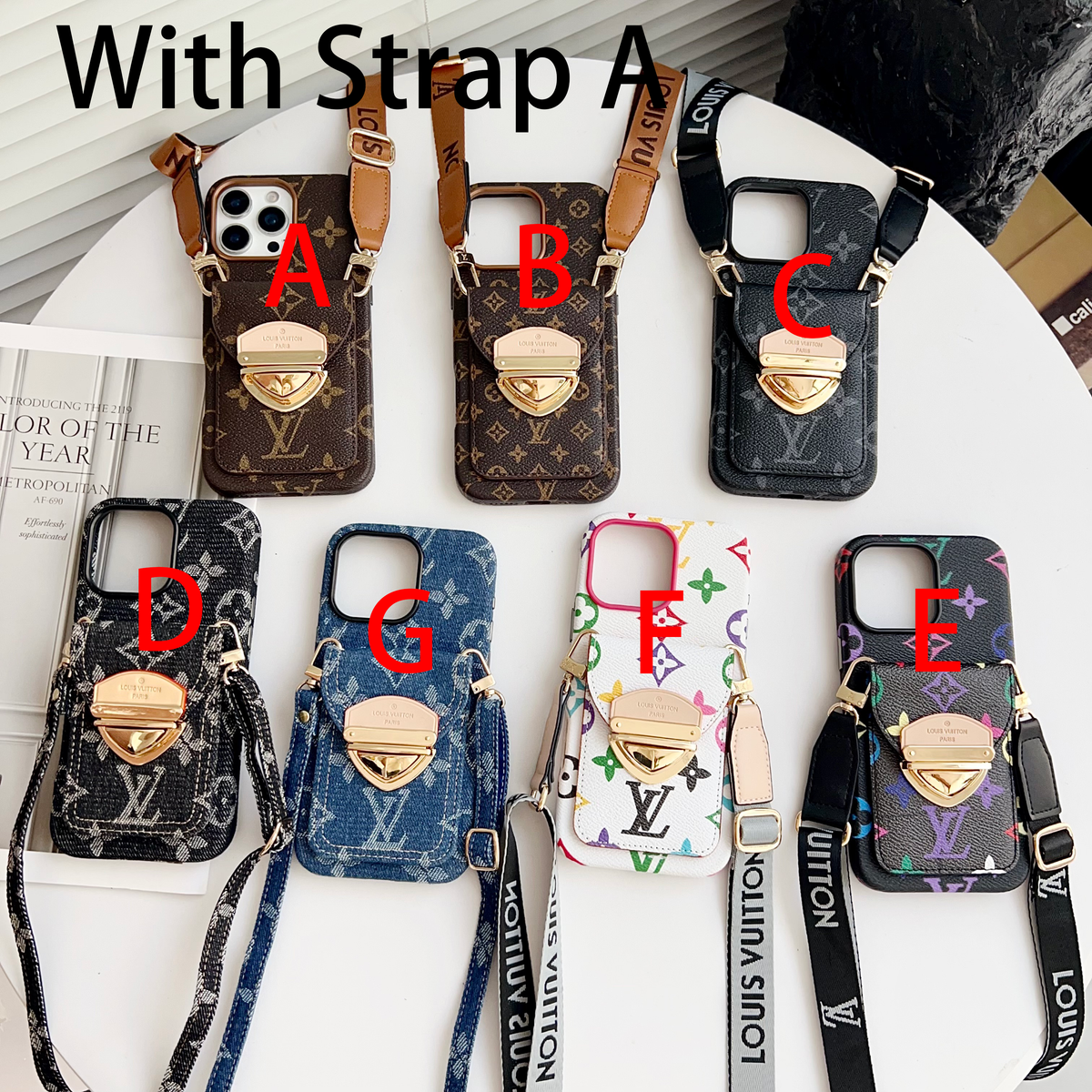 Luxus Crossbody-Handyhülle mit Kartenfach & abnehmbarem Gurt – Ansicht 39