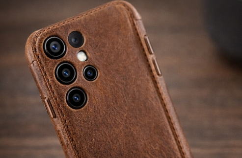 Vintage-Patina-Handyhülle aus pflanzlich gegerbtem Leder für Samsung – Originalansicht 4