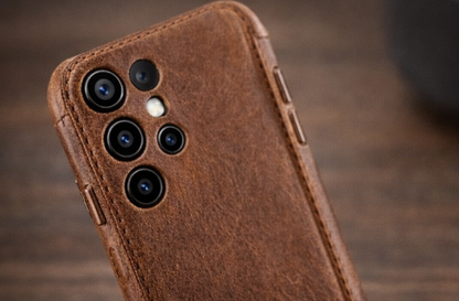 Vintage-Patina-Handyhülle aus pflanzlich gegerbtem Leder für Samsung – Originalansicht 4