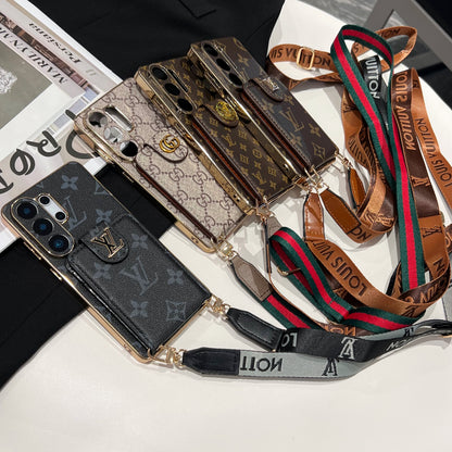 Monogramm-Crossbody-Handyhülle mit Kartenfach für Samsung – Originalansicht 6