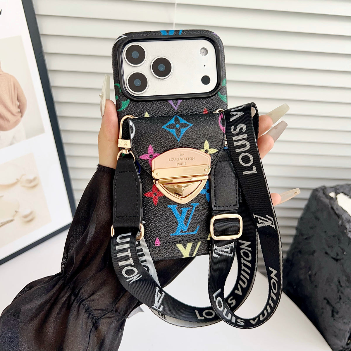 Luxus Crossbody-Handyhülle mit Kartenfach & abnehmbarem Gurt – Ansicht 12