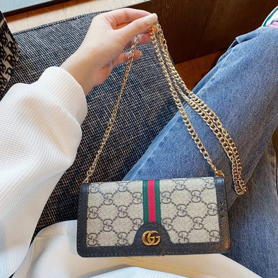 Handytasche mit Kartenhalter und Kette für Samsung – Originalansicht 2