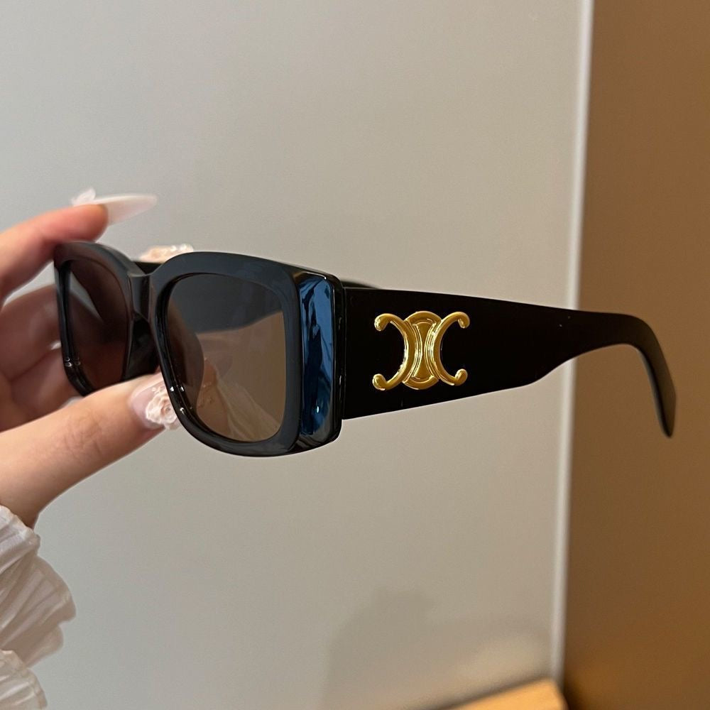 Luxus Retro-Sonnenbrille mit Goldplakette – Ansicht 6