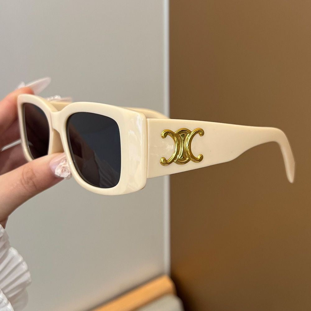 Luxus Retro-Sonnenbrille mit Goldplakette – Ansicht 7