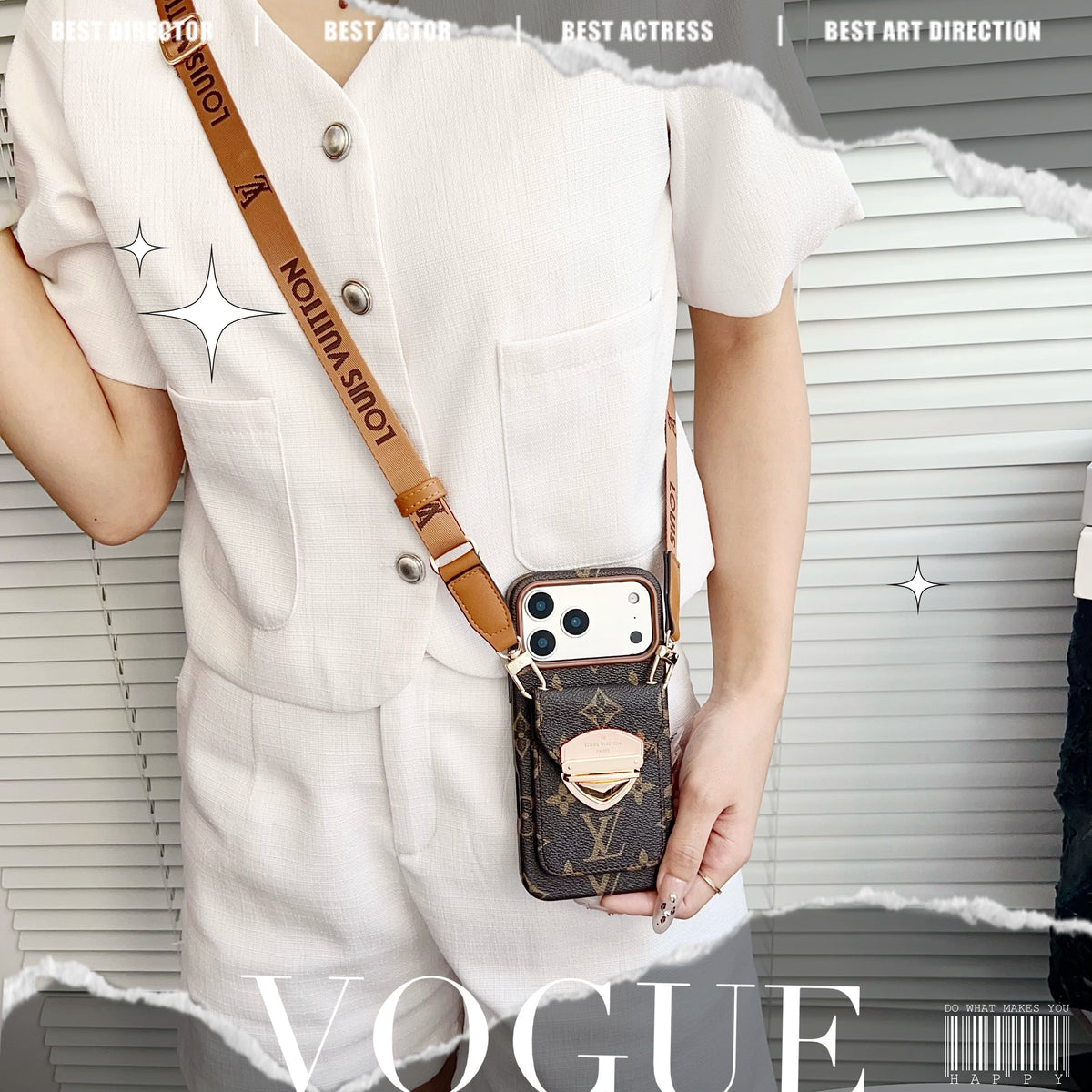 Luxus Crossbody-Handyhülle mit Kartenfach & abnehmbarem Gurt – Ansicht 26