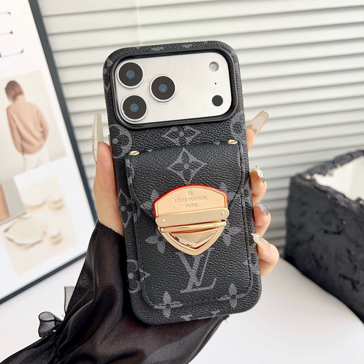 Luxus Crossbody-Handyhülle mit Kartenfach & abnehmbarem Gurt – Ansicht 43