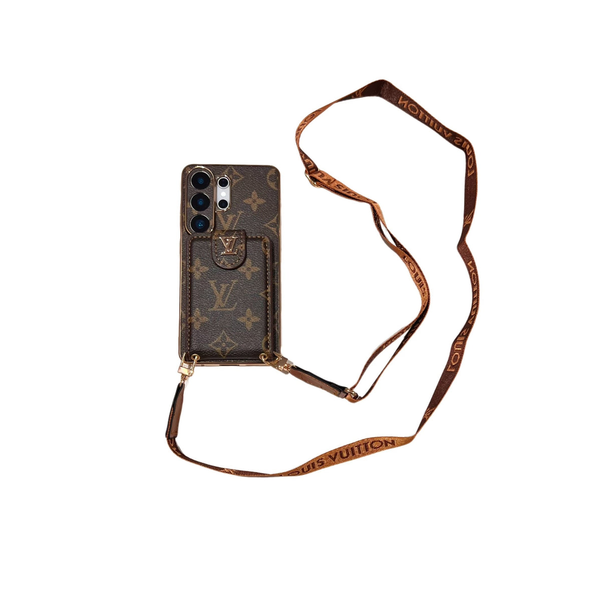 Monogramm-Crossbody-Handyhülle mit Kartenfach für Samsung – Originalansicht 1