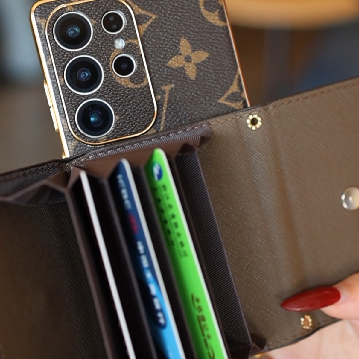 Handyhülle mit Kartenhalter und Handgelenkriemen für Samsung – Originalansicht 8