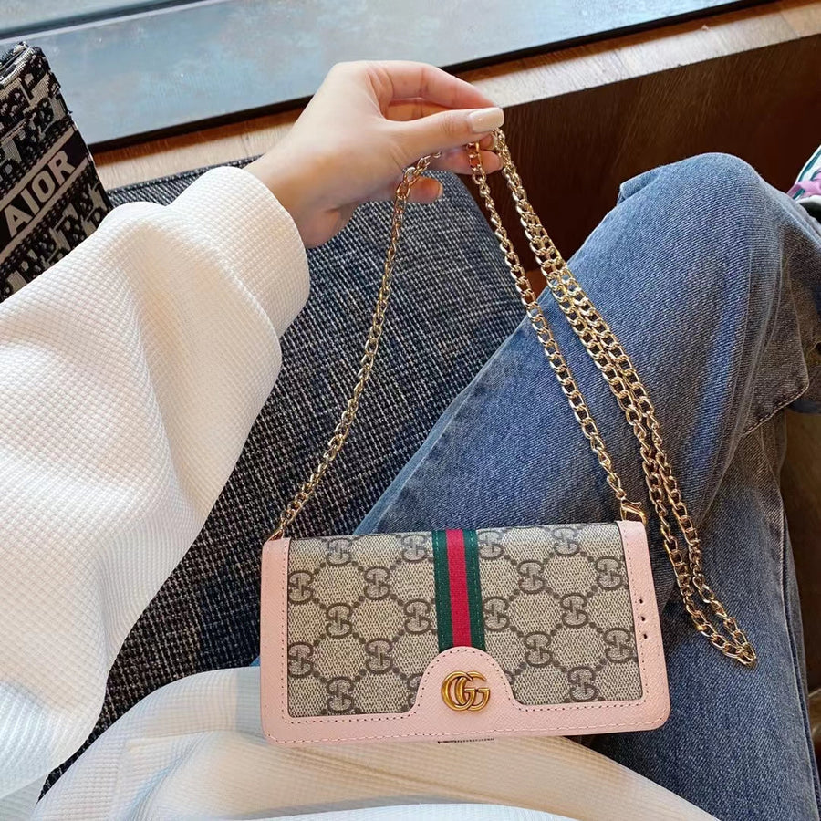 Handytasche mit Kartenhalter und Kette für Samsung – Originalansicht 4