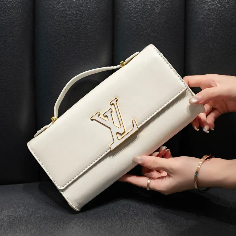 Luxuriöse Lederhandtasche mit Schulterriemen – Originalansicht