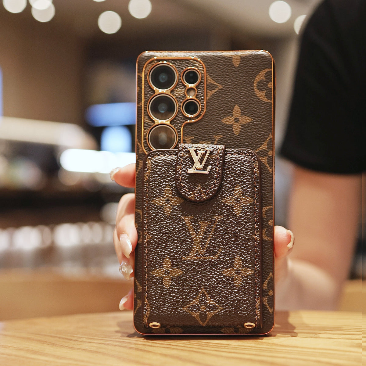 Monogramm-Multifunktionshülle mit Handgelenkriemen für Samsung – Originalansicht 8