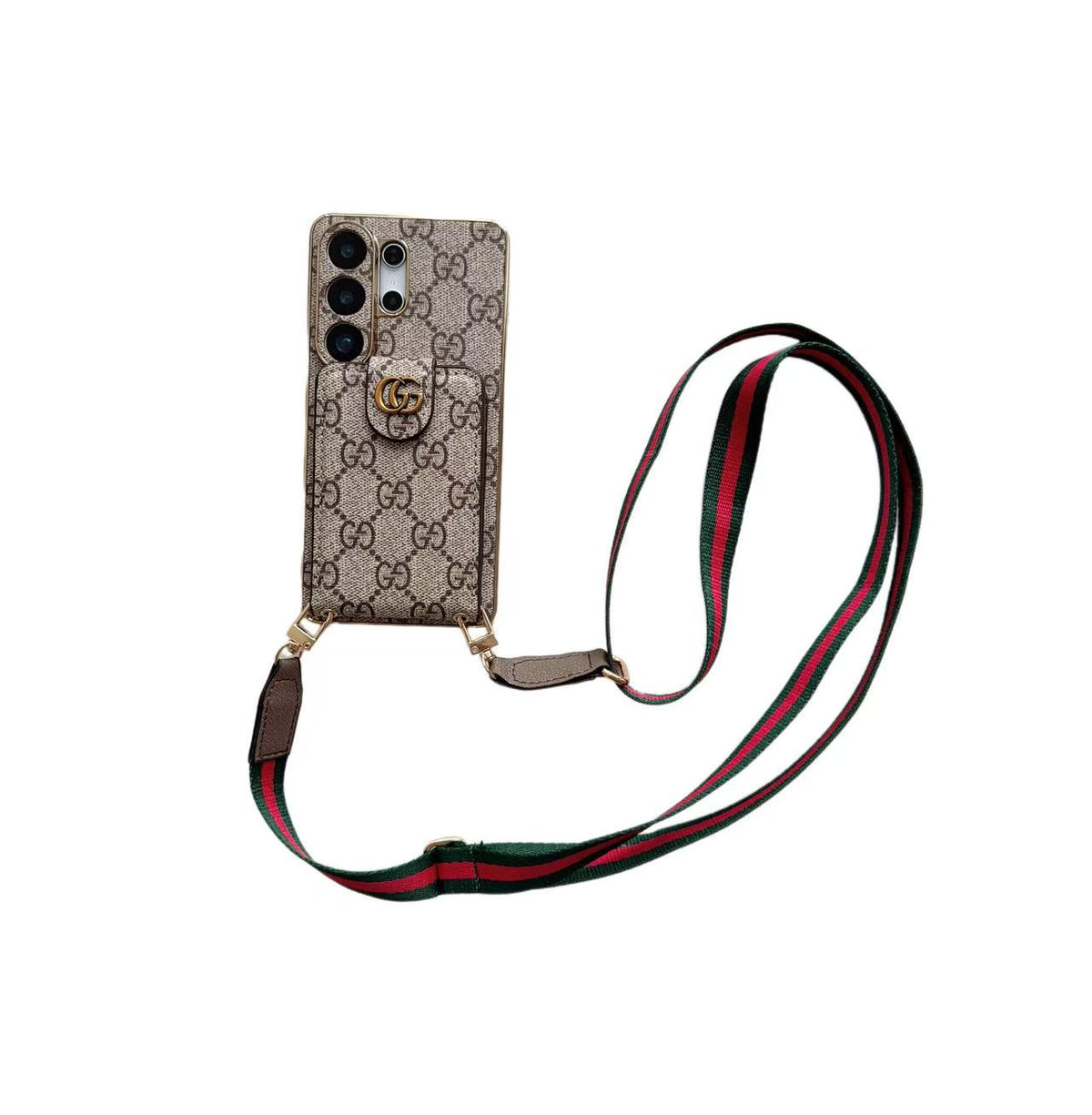 Monogramm-Crossbody-Handyhülle mit Kartenfach für Samsung – Originalansicht 5