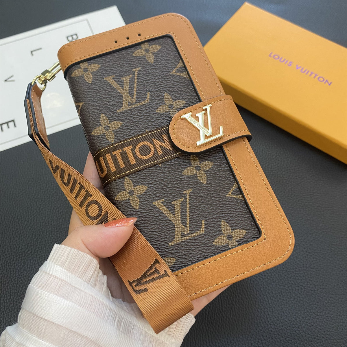 Monogramm-Wallet-Handyhülle mit Kartenhalter für Samsung Galaxy – Originalansicht 9