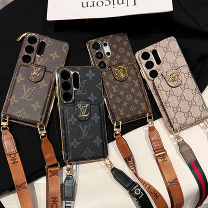 Monogramm-Crossbody-Handyhülle mit Kartenfach für Samsung – Originalansicht 7