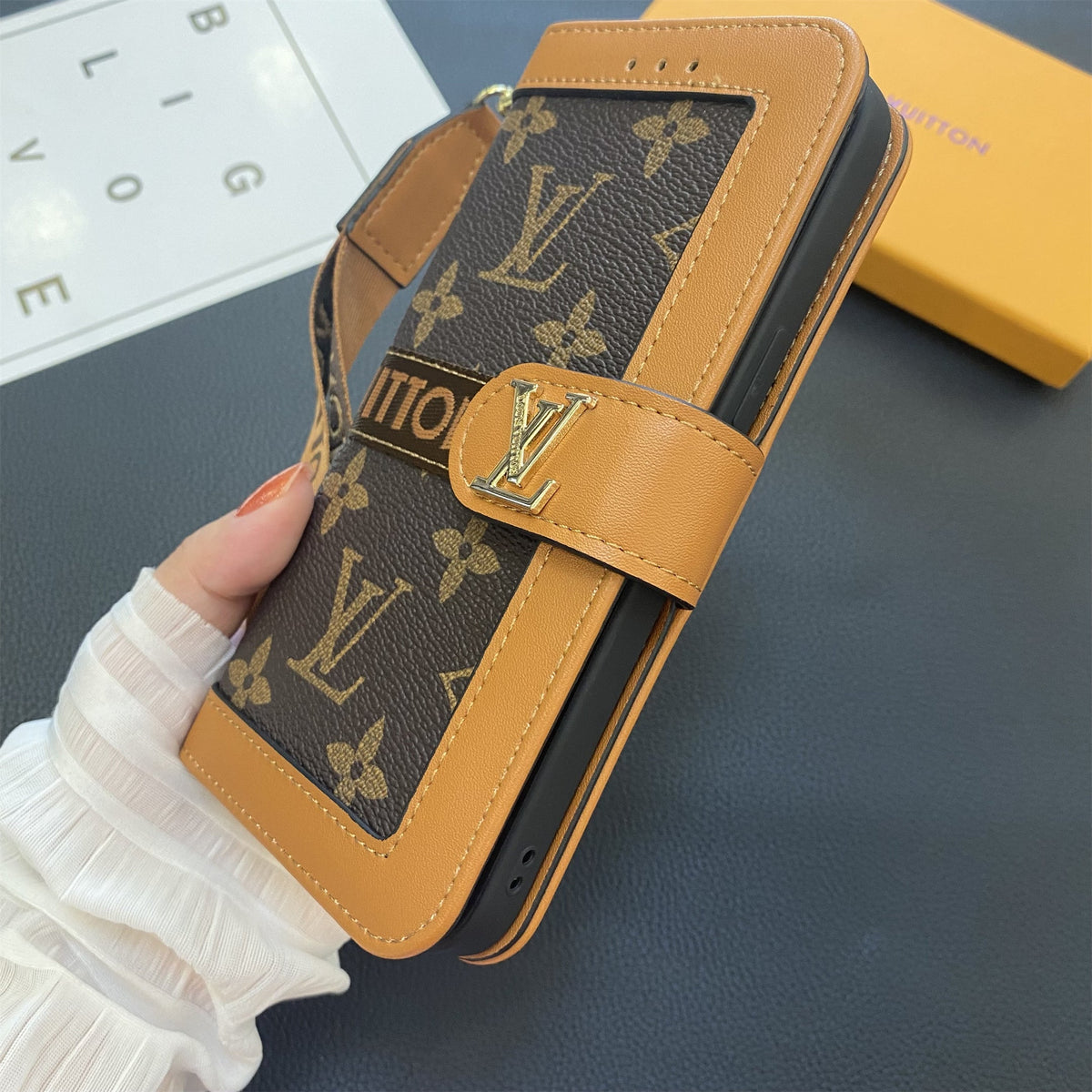 Monogramm-Wallet-Handyhülle mit Kartenhalter für Samsung Galaxy – Originalansicht 8