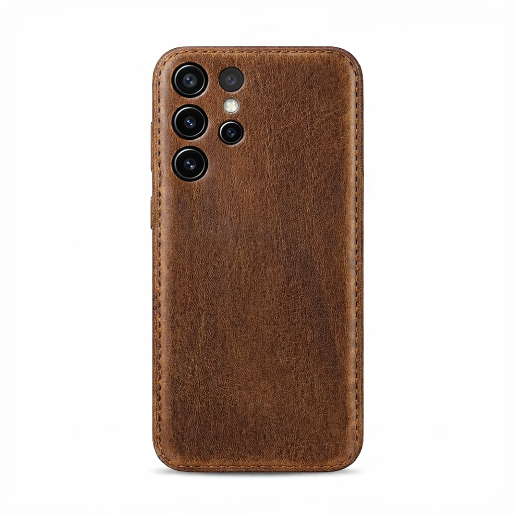 Vintage-Patina-Handyhülle aus pflanzlich gegerbtem Leder für Samsung – Originalansicht 1