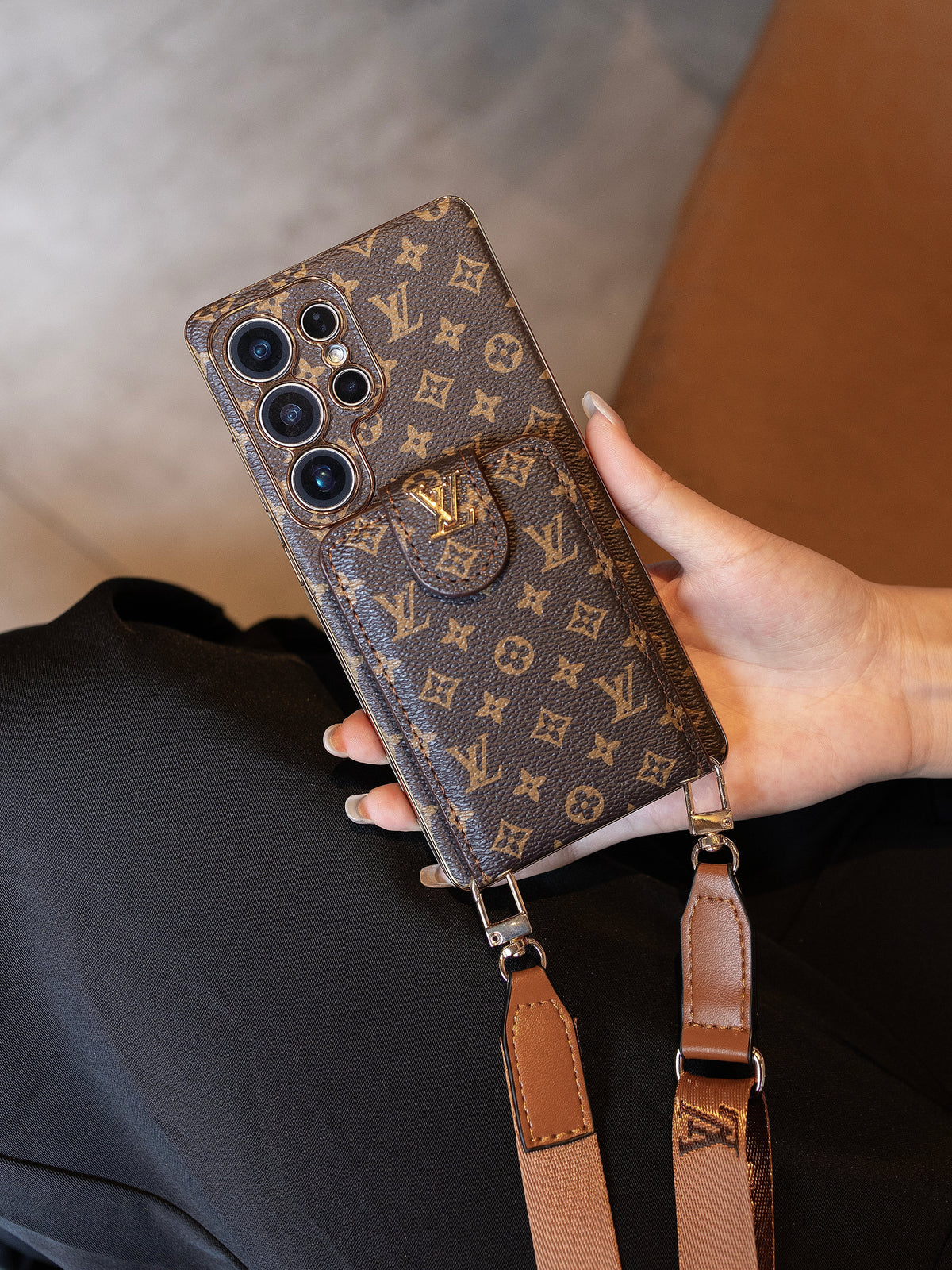 Monogramm-Multifunktionshülle mit Handgelenkriemen für Samsung – Originalansicht 6