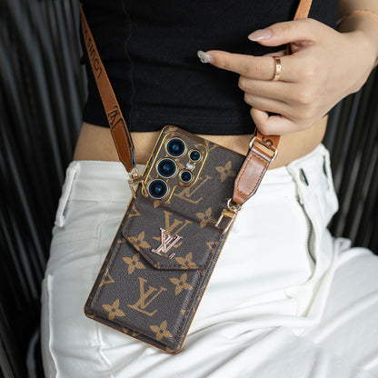 Klassische Wallet-Handyhülle mit Kartenfach und Riemen für Samsung – Originalansicht 2
