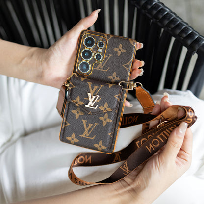 Klassische Wallet-Handyhülle mit Kartenfach und Riemen für Samsung – Originalansicht 3