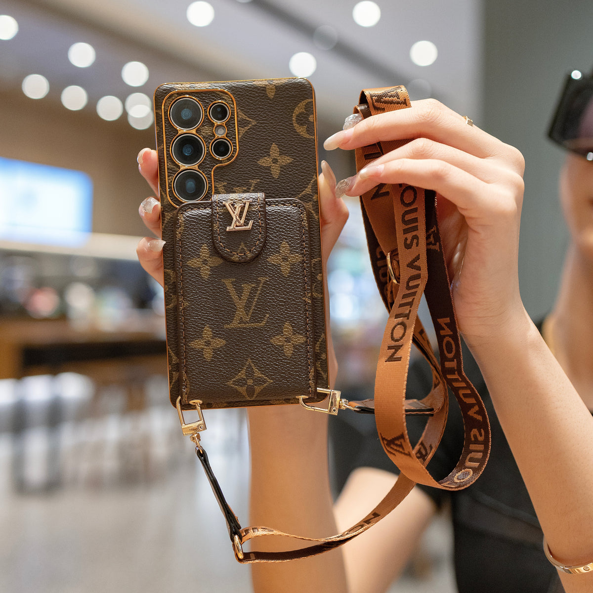 Monogramm-Multifunktionshülle mit Handgelenkriemen für Samsung – Originalansicht 9